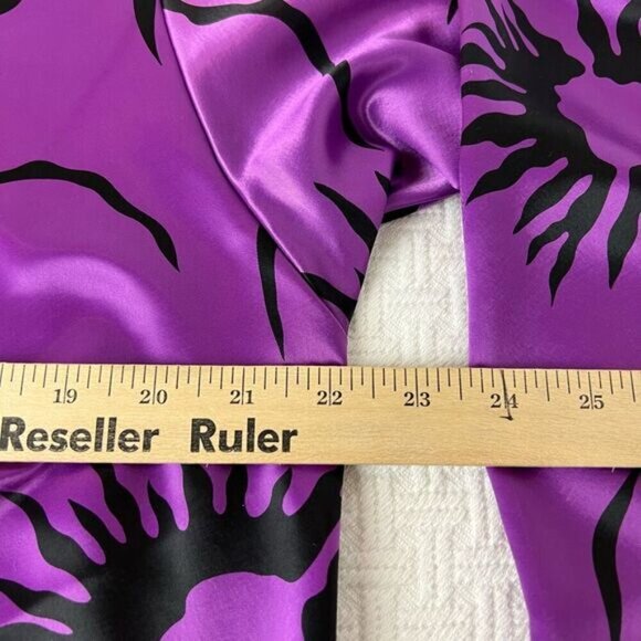 VTG Oscar De La Renta Purple Swirl Black Waist Kaftan Long Sleeve Top Medium - Picture 8 of 10